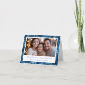 Elegante Blauwe Sneeuwvlokken Kerstmis Foto Feestdagen Kaart (Voorkant)