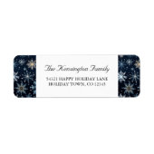 Elegante  Blauwe Sneeuwvlokken Winter Etiket (Voorkant)