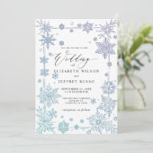 Elegante Blauwe sneeuwvlokken Winter Huwelijk Kaart (Staand voorkant)