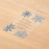 Elegante blauwe sneeuwvlokken Winter Wedding Acryl Uitnodigingen (Laagn)