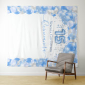 Elegante Blauwe Sparkle Quinceañera Balloon Arch Wandkleed (In Situ (horizontaal))