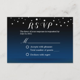 Elegante Blauwe Sterrennacht Bruiloft RSVP Kaartje