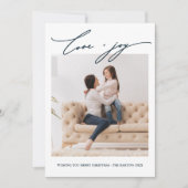 Elegante Blauwe Stippen Liefde en Vreugde Kalligra Kaart (Voorkant)