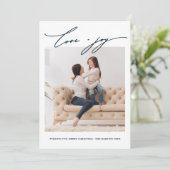 Elegante Blauwe Stippen Liefde en Vreugde Kalligra Kaart (Staand voorkant)