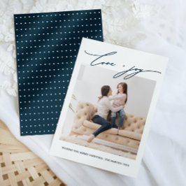 Elegante Blauwe Stippen Liefde en Vreugde Kalligra Kaart