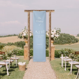 Elegante blauwe stof bruiloft welkom banner