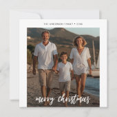 Elegante Blauwe Strand Mariene Nautilus Kerst Foto Feestdagenkaart (Voorkant)