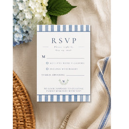 Elegante Blauwe Streep Familie Reünie RSVP Kaart