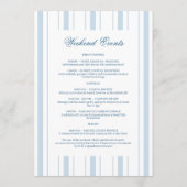 Elegante blauwe streep vrijgezellenweekend itinera kaart (Achterkant)