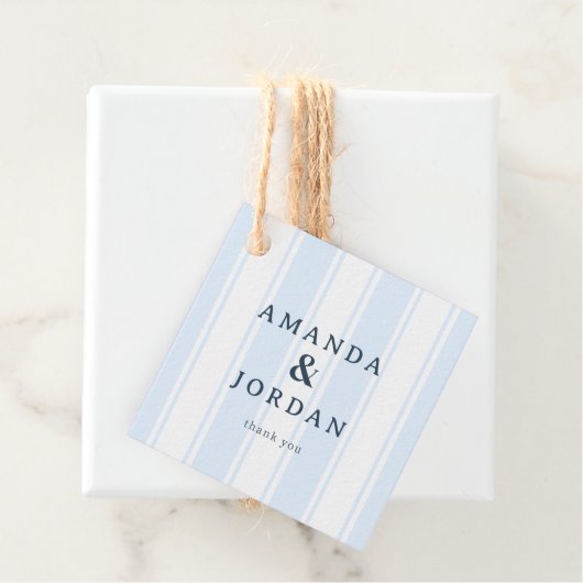 Elegante Blauwe Strepen Bedankjes Labels (In situ)