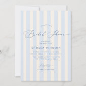 Elegante blauwe strepen bruids douche uitnodiging (Voorkant)