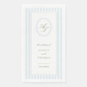 Elegante Blauwe Strepen Bruiloft Servet (Voorkant)