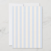 Elegante blauwe strepen jongen baby shower uitnodi kaart (Achterkant)