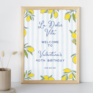 Elegante blauwe strepen & met de hand getekende ci poster