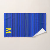 Elegante blauwe strepen monogram bad handdoek (Handdoek)
