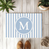 Elegante Blauwe Strepen Monogram Deurmat