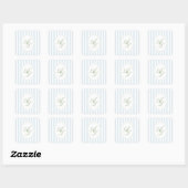 Elegante blauwe strepen monogram vierkante sticker (Vel)