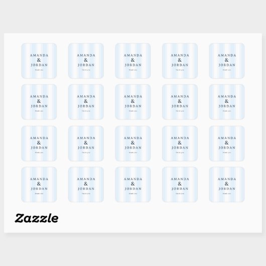 Elegante Blauwe Strepen Vierkante Sticker (Vel)