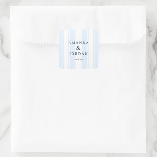 Elegante Blauwe Strepen Vierkante Sticker (Tas)