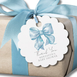 Elegante Blauwe Strik Baby Shower Bedankjes Labels