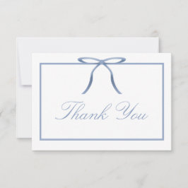Elegante Blauwe Strik Baby Shower Bedankkaart