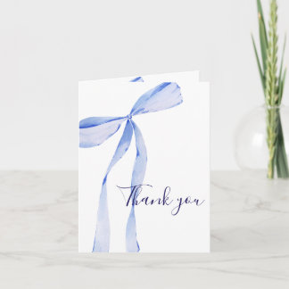 Elegante Blauwe Strik Baby Shower Bedankkaart