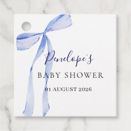 Elegante blauwe strik baby shower favor tags op ma bedankjes labels