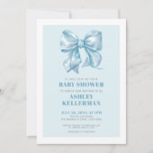 Elegante Blauwe Strik Baby Shower Kaart (Voorkant)
