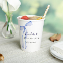 Elegante blauwe strik baby shower papieren bekers 