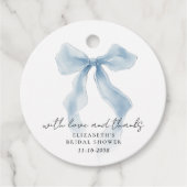 Elegante Blauwe Strik Bruidsborrel Dank Je Bedankjes Labels (Voorkant)