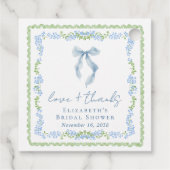 Elegante Blauwe Strik Bruidsborrel Dank Je Bedankjes Labels (Achterkant)