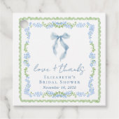 Elegante Blauwe Strik Bruidsborrel Dank Je Bedankjes Labels (Voorkant)