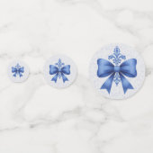 Elegante Blauwe Strik Bruidsdouche Confetti (Achterkanten)