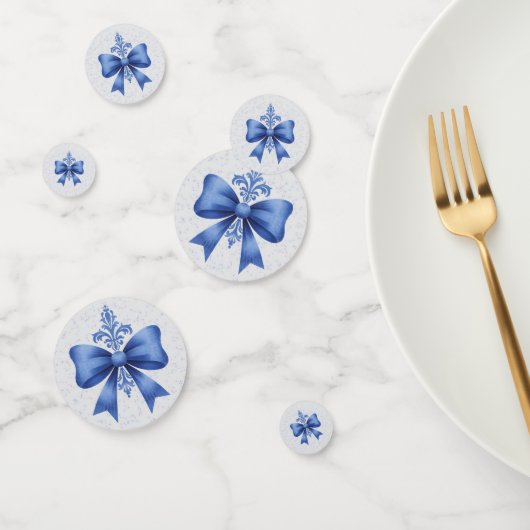 Elegante Blauwe Strik Bruidsdouche Confetti (Groep)