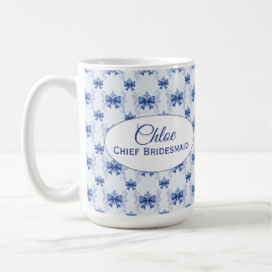 Elegante Blauwe Strik Bruidsdouche Koffiemok
