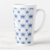 Elegante Blauwe Strik Bruidsdouche Latte Mok (Rechts)