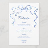 Elegante Blauwe Strik Bruidsfeest Menu (Voorkant)