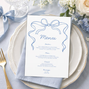 Elegante Blauwe Strik Bruidsfeest Menu