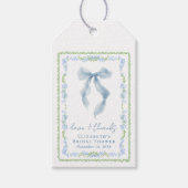 Elegante Blauwe Strik Bruiloft Feest Bedankt Cadeaulabel (Voorkant)