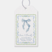 Elegante Blauwe Strik Bruiloft Feest Bedankt Cadeaulabel (Achterkant)