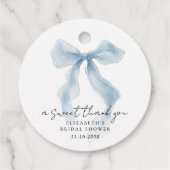 Elegante Blauwe Strik Bruiloft Feest Dank Je Bedankjes Labels (Achterkant)