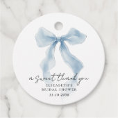 Elegante Blauwe Strik Bruiloft Feest Dank Je Bedankjes Labels (Voorkant)