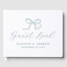 Elegante Blauwe Strik Bruiloft Gastenboek