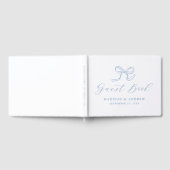 Elegante Blauwe Strik Bruiloft Gastenboek (Volledig)