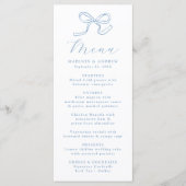 Elegante Blauwe Strik Bruiloft Menu (Voorkant)