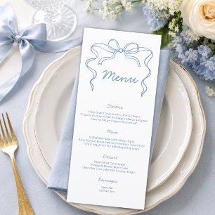 Elegante Blauwe Strik Bruiloft Menu