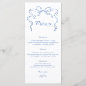 Elegante Blauwe Strik Bruiloft Menu (Voorkant)