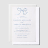 Elegante Blauwe Strik Bruiloft Vellum Uitnodigingen (Offset)