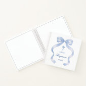 Elegante Blauwe Strik Doop Gastboek Notitieboek (Binnen)