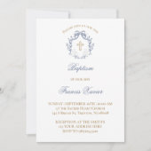 elegante blauwe strik Doop Kaart (Voorkant)